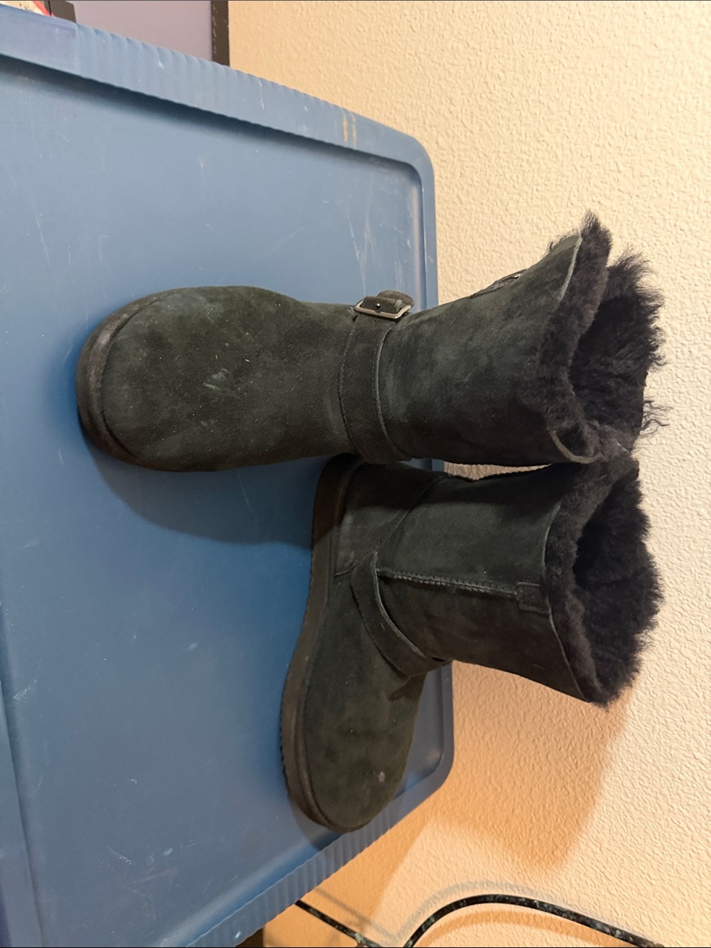 Women’s Black Suede Faux Fur Winter Boots
